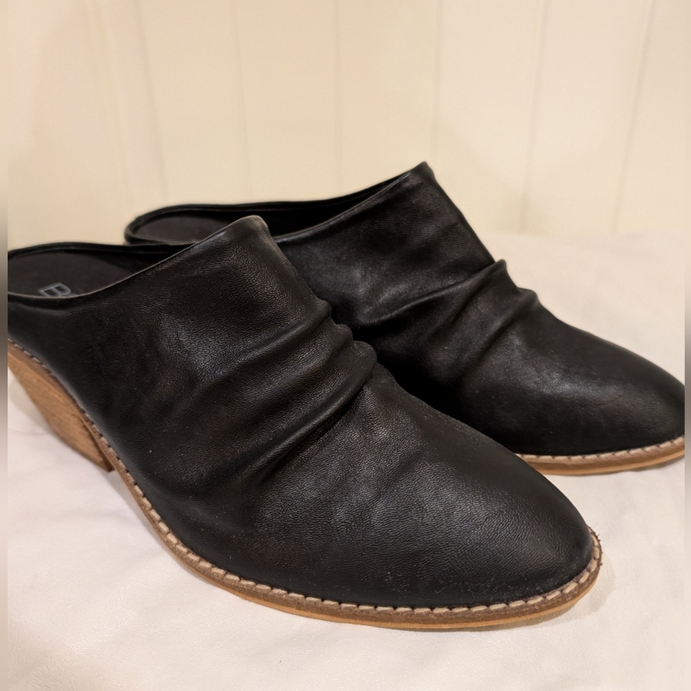 Boutique Black Faux Leather Mules